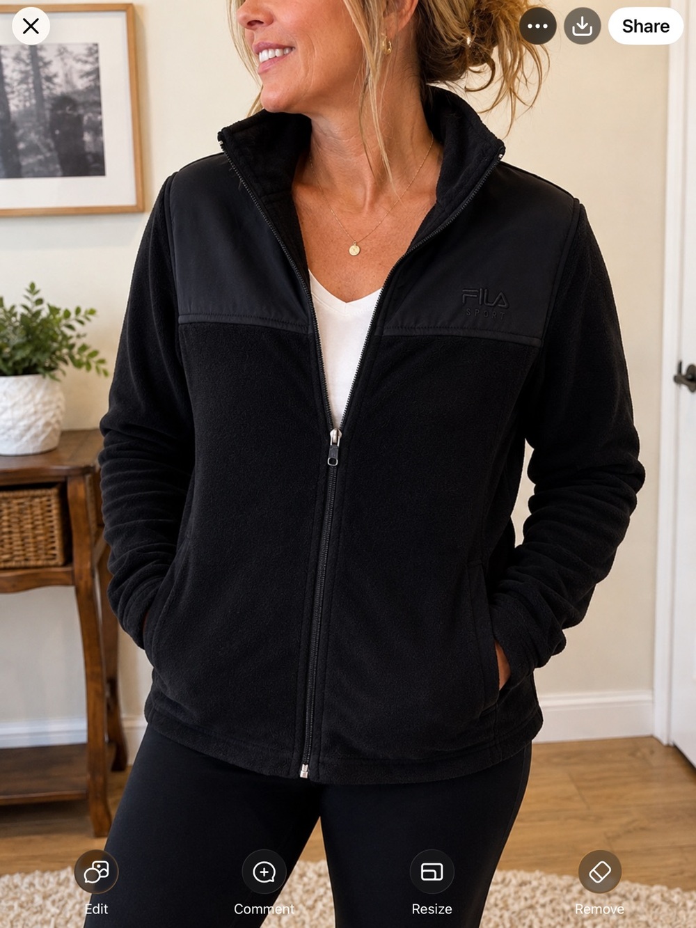 Fila Black Full-Zip Utility Fleece Jacket